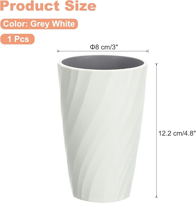 uxcell Toothbrush Cup Portable Mouthwash Cup Reusable Toothbrush Holder Organizer Bathroom Tumbler Cup 370ml for Home Bathroom Travel, Grey White
