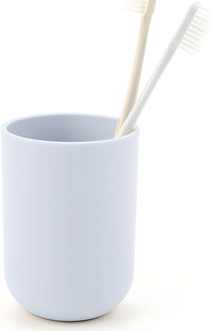 Toothbrush-Holder-Cup,Bathroom-Cup,Tooth-Brushing-Tumbler-Drinking-Teeth-Cup,Toothpaste-Countertop-Organizer,Rinse-Cup,Plastic 350ml (Blue Grey)