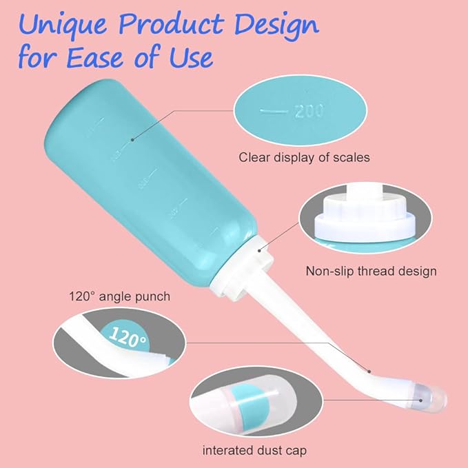 Handheld Personal Bidet Bottle, Bottle for Gentle Postpartum Care and Cleansing, Feminine Care， Personal Perineum Cleansing, 500Ml Portable Bidet Travel Bidet（Green）, Resistant to 100ºC,Bonus Bag