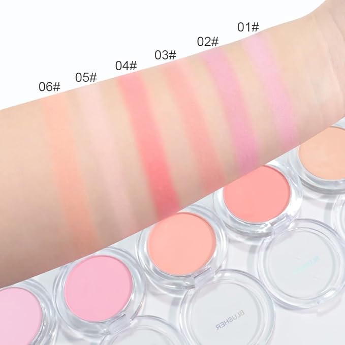 Blush for Cheeks Makeup Palette, Natural Matte Cream Powder Single Blushes for Eye and Cheek, Buildable Long-Lasting Color, Vegan & Cruelty-Free, Everyday Makeup Look for Women, #01-Light Pink
