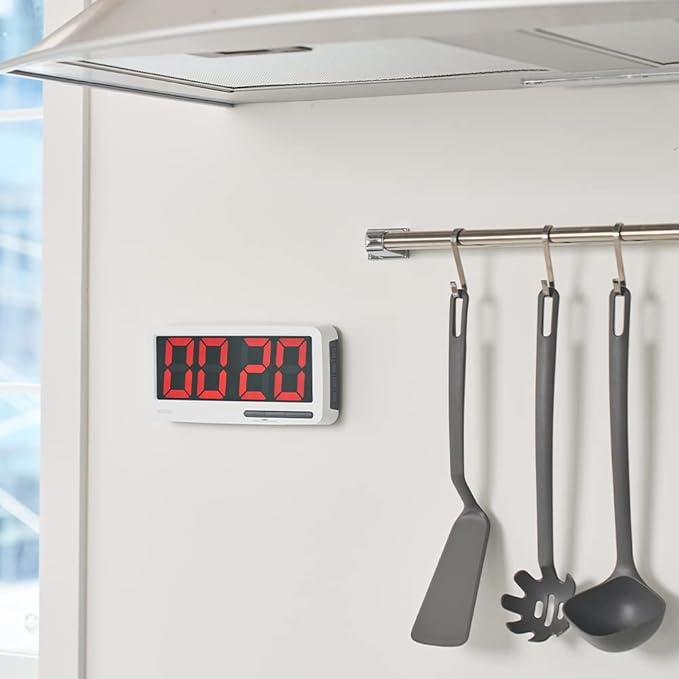i-Scream LED Big Timer - Countdown Clock with Large 7.3" Display, 3 Brightness Settings, 4 Alarms and 3 Volume Levels, Battery-Powered Magnetic Timer for Home, Cooking, Studying, Fitness, Classroom
