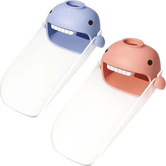 Faucet Extender for Toddlers and Kids, fits Sink spout tub for Kitchen and Bathroom. Promotes Hand Washing, Hygiene Awareness Independence. Cartoon Design w/Universal fits(Blue, Pink, 2PCS)