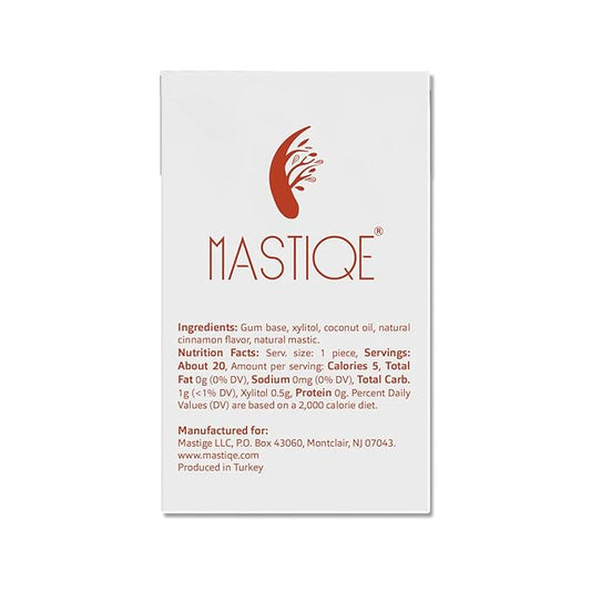 Mastiqe Sugar Free Hard Chewing Gum with Natural Mastic (Cinnamon, 20 Count)