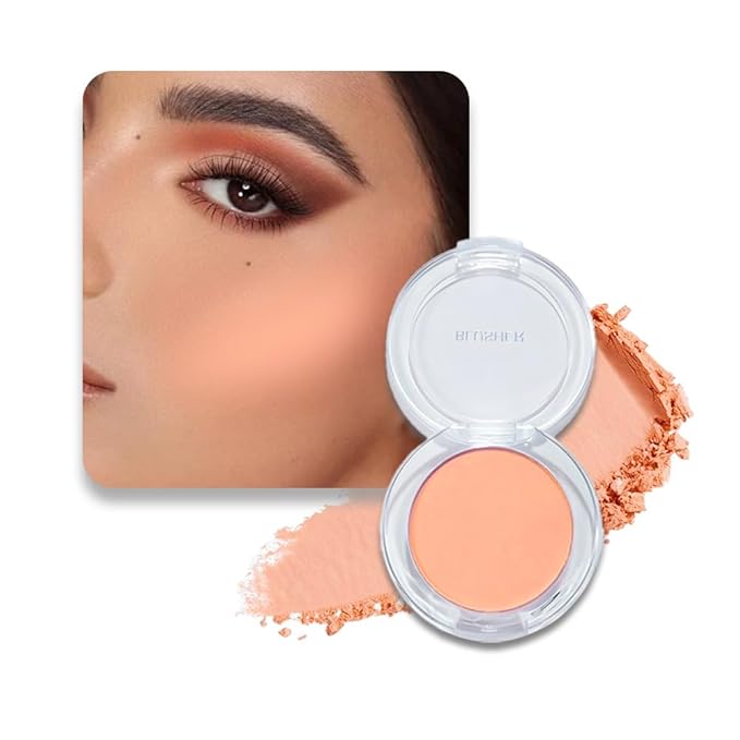 Blush for Cheeks Makeup Palette, Natural Matte Cream Powder Single Blushes for Eye and Cheek, Buildable Long-Lasting Color,Vegan & Cruelty-Free,Everyday Makeup Look for Women,#06-Deep Nude