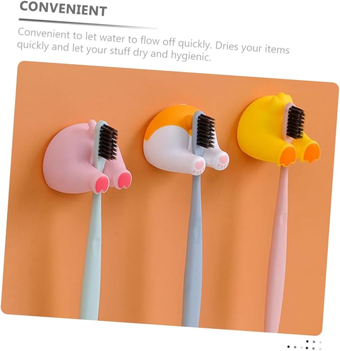 Luxshiny 2Pcs Animal Butt Wall Hooks Self-Adhesive Toothbrush Holders Bathroom Decorative Hangers Installation Quick-Dry Design for Smooth Surfaces Cute Pig Duck Tail