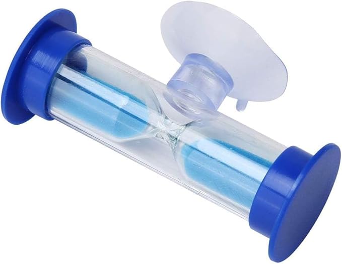 2Pcs Blue Toothbrush Timer for 2mins Sand Clock Timer 2 Minute Sand Timer, Plastic Suction Cup Hourglass Sandglass Desktop Ornament Party Favors