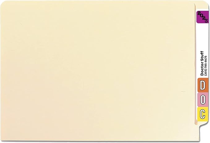 2023 Year Stickers, Doctor Stuff 2023 Chart Stickers, Purple/Black Colored, Jeter Style, USA Made Year Labels for End Tab File Folders, 500/Roll, 1 Roll, 3/4" x 1-1/2"