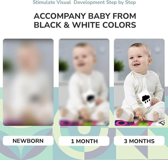 QUOKKA 60 High Contrast Baby Flash Cards 36 Months - Black & White Toddler Flashcards 36 Months in a Bag - Learning Visual Stimulation Pictures for Infants - Gift Sensory Development Toys for Newborn