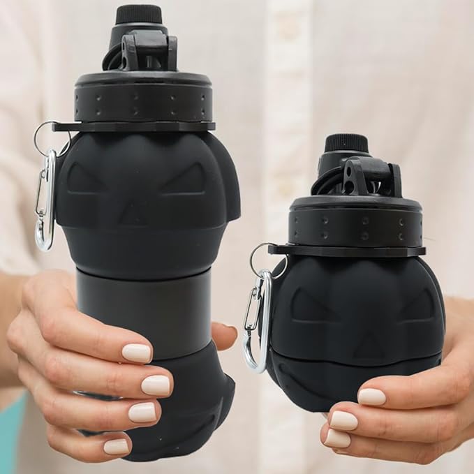 Silicone Folding Water Bottle - 550ml 18oz | BPA-Free, Portable & Lightweight,Water Cups Ideal for Outdoor Hiking & Indoor Sports Travel-Friendly