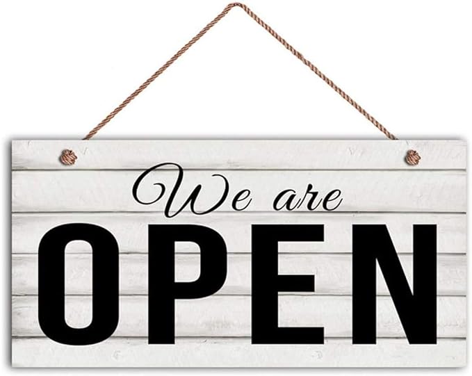 We are Open Sign Restaurant Sign Rustic Decor Door Wood Sign Cafe or Diner Sign 12x6inches(1066qq)