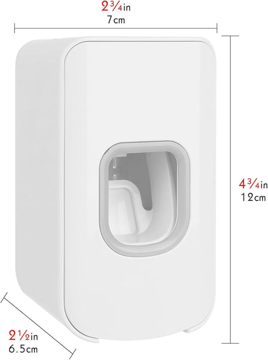 2 Slot Toothbrush Holder and Toothpaste Dispenser Wall Mounted, Automatic Toothpaste Squeezer, 2 in 1 Tooth Brush Toothpaste Organizer for Shower (White 2pack)