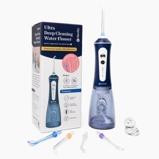 Cheeky Cordless Water Flosser with 5 Floss Heads, 5 Pressure Modes, and Rechargeable Battery, 300 mL Water Tank, Deep Tooth and Gum Cleaning