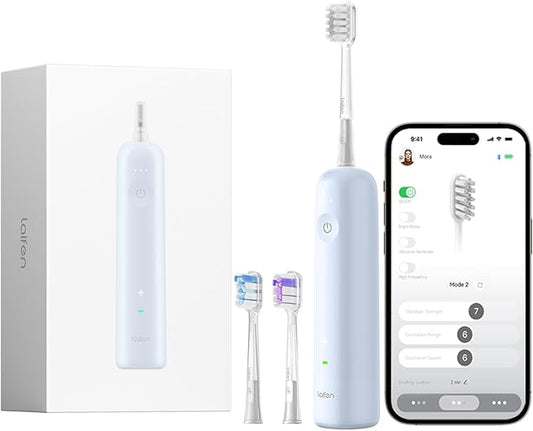 Laifen Wave Electric Toothbrush, Oscillation & Vibration Sonic Electric Toothbrush for Adults with App, 3 Brush Heads, IPX7 Waterproof Magnetic Rechargeable Travel Powered Toothbrush ABS(Blue)