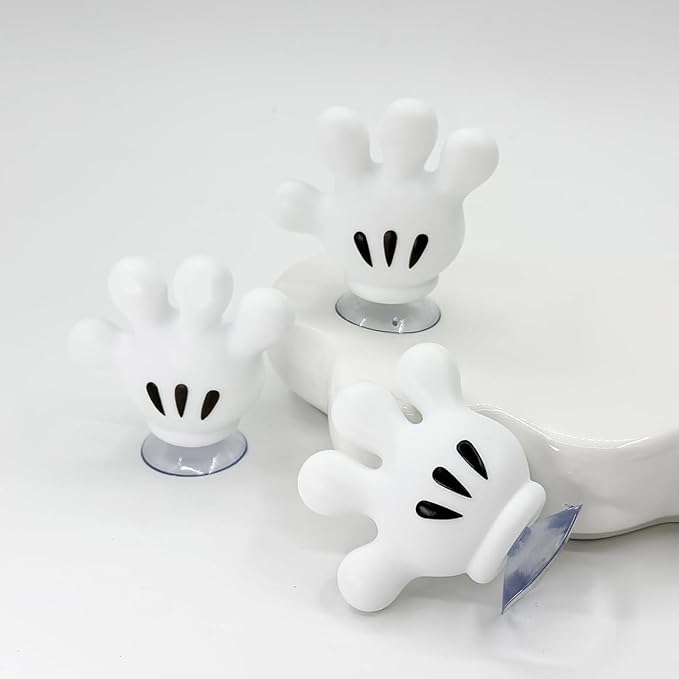 2PCS Cute Hanging Toothbrush Holder, Hand Wall Utility Suction Hooks With StickyPads, Multi-Function Mouse Bathroom Decor, Key and Plug Shower Kitchen Accessories (Palm)