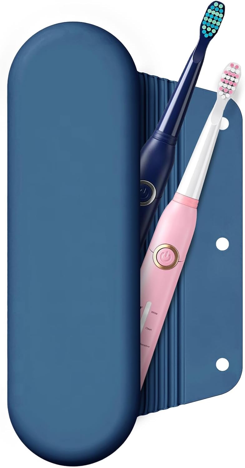 Silicone Electric Toothbrush Travel Cover, Toothbrush Travel Containers Bag Case for Men and Women,Keeps Toothbrush Fresh and Clean, Fits Most Manual and Electric Toothbrushes - Blue