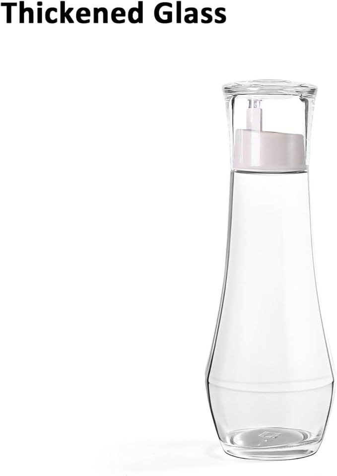 Mouthwash Dispenser, Glass For Bathroom, Glass Mouth Wash Dispensers With Cup, Mouthwash Container Bottle Holder For Adults/Kid, 8.8 OZ, 1P