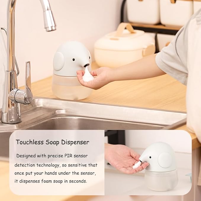 Automatic Soap Dispenser for Kids- Cute Blue Elephant Touchless Foaming Hand Soap Dispenser, Waterproof & USB Rechargeable, 13.5oz/ 400ml for Bathroom Countertop, Kitchen, Preschool Children