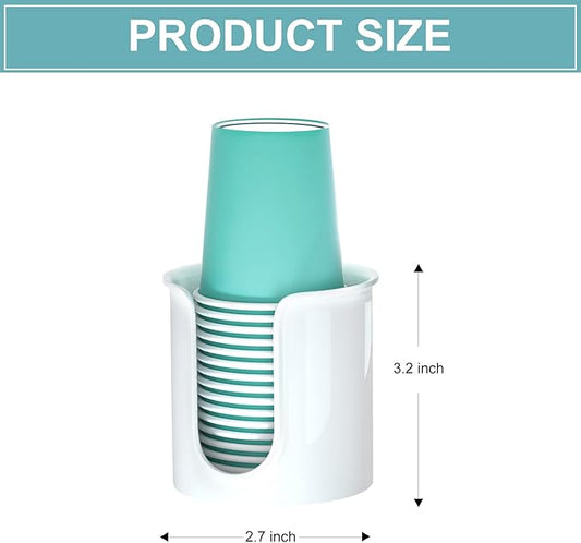 2 Pack Bathroom Cup Dispenser 3 oz Countertop - Convenient Paper Cup Holder for Mouthwash Cups - Easy to Use Cup Dispenser for Bathroom（White）