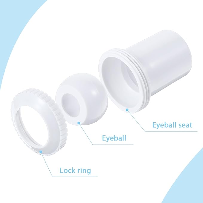 2 Pcs Pool Jet Nozzles, 3/4" Directional Flow Eyeball Inlet Jet, Swimming Pond Return Jets Replacement Parts Fittings Spa with 1-1/2 Inch MIP Thread Pool Accessories for Cleaning (2Pc 3/4" No Spiral)