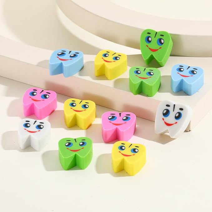 Kleeblatt Large Teeth Erasers for Kids Bulk, 70 PCS Big Large Fun Desk Pets for Kids Classroom, Treasure Box Prizes,Party Favors for Kids Goodie Bags, Back to School Gifts for Students