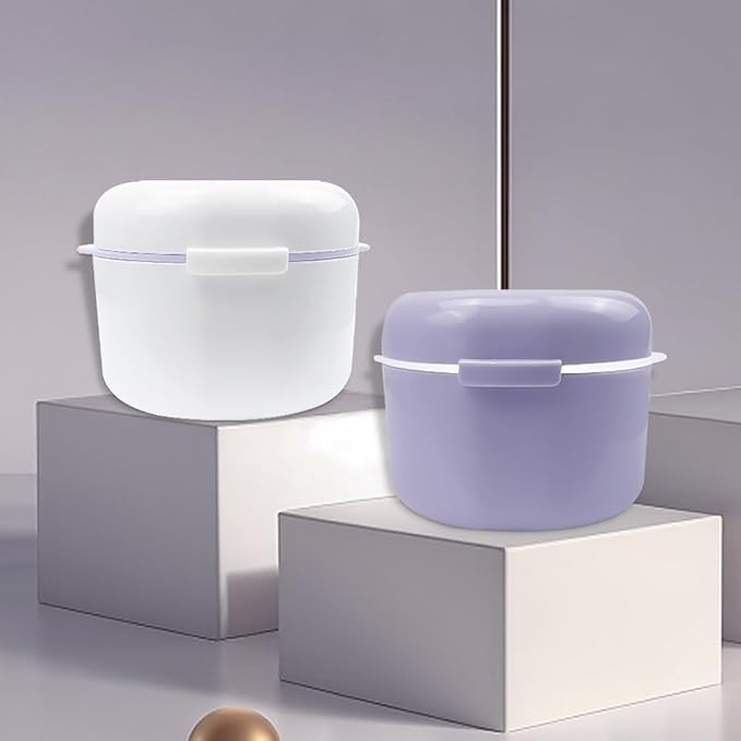 2PCS Retainer Cleaner Case, SENLIN DENTAL Double-layer Hollowed-out Draining Braces Denture Bath Case for Aligner, Retainers, Mouth Guard, Night Guard, Travel Cleaning