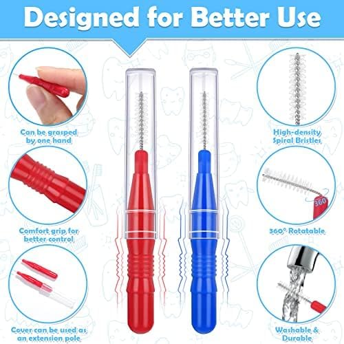 120Pcs Interdental Brushes 2 Sizes, 360° Bendable Soft Bristles Braces Brush Dental Brushes Between Teeth Gum Interdental Brushes for Gum Braces Oral Teeth Cleaning Tool