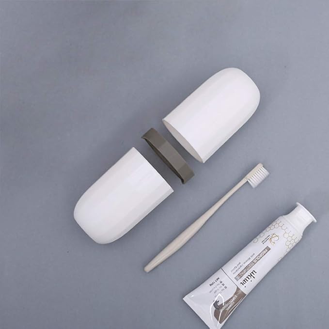 Portable Travel Toothbrush Case,3 in 1 Toothpaste Travel Case Holder Hard Plastic Tooth Brush Container Toothbrush Storage Box for Travel,Business,Home,Camping, School Supplies(White)