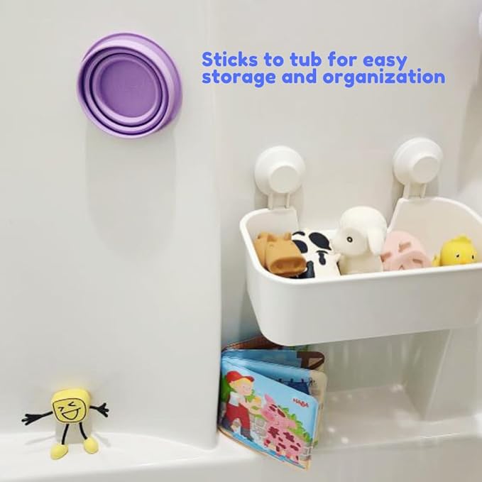 TubbyCup Baby Bath Rinse Cup, Collapsible & Convenient Space Saving Bath Cup with Suction Base, Sticks to Tub or Tile. Soft, Flexible, Makes Bath Time Safe & Fun. BPA-Free Non-Toxic Patented! (Purple)
