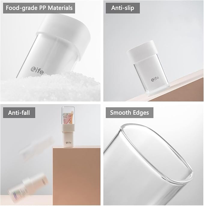 Portable Travel Toothbrush Case, Covered Toothbrush Cup Holders, Toothbrush and Toothpaste Travel Case, Toothbrush Storage Organizer Container for Traveling Bathroom(White)