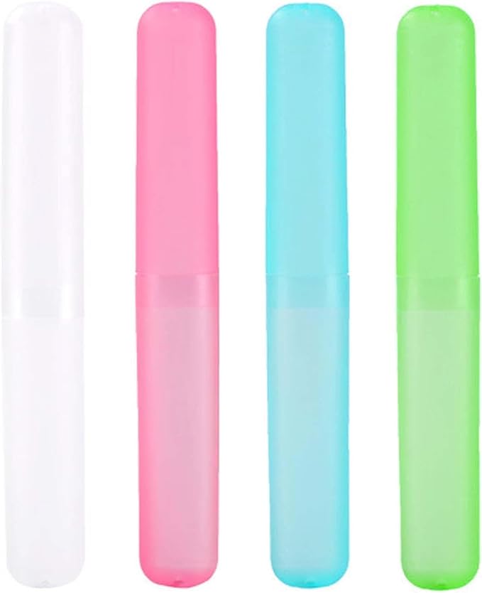 4 Pack Toothbrush Cases Travel Toothbrush Holder Portable Toothbrush Container Case Plastic Toothbrush Carrier Cover Case for Traveling, Bathroom, School, Home, Camping