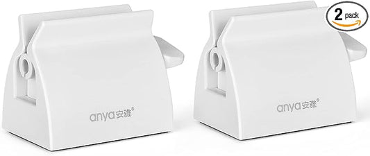 2pcs Rolling Tube Toothpaste Squeezer Toothpaste Seat Holder Stand for Bathroom Accessories（Milky）