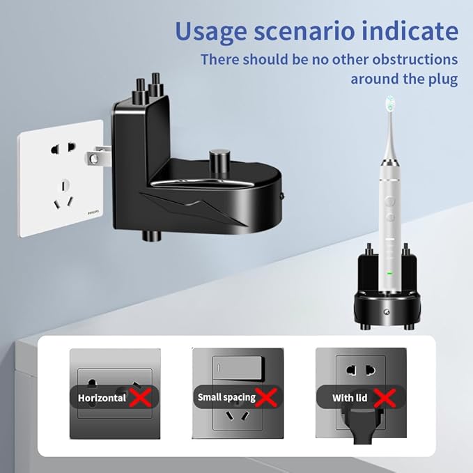 Charger Base for AquaSonic Electric Toothbrush, Wall-Mounted Waterproof Charger for AquaSonic Black/Vibe Series with Fast Charging & Universal Voltage - Easy Installation, Travel-Ready