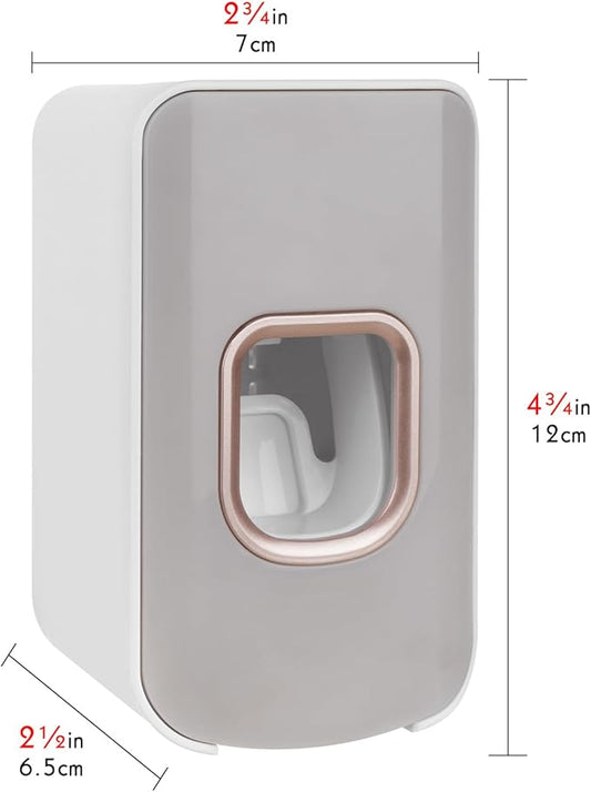 2 Slot Toothbrush Holder and Toothpaste Dispenser Wall Mounted, Automatic Toothpaste Squeezer, 2 in 1 Tooth Brush Toothpaste Organizer for Shower (Light Grey 2pack)