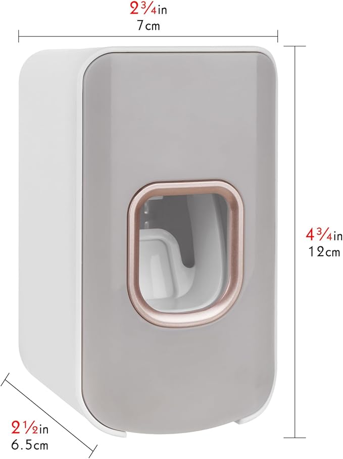 2 Slot Toothbrush Holder and Toothpaste Dispenser Wall Mounted, Automatic Toothpaste Squeezer, 2 in 1 Tooth Brush Toothpaste Organizer for Shower (Light Grey)