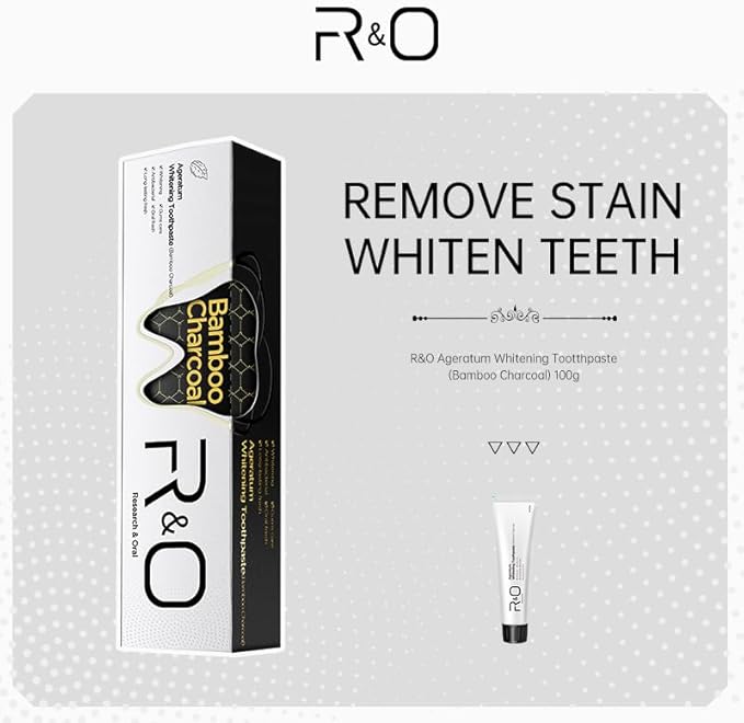 R&O Ageratum Whitening Toothpaste with Bamboo Charcoal, 3.53 oz - Great for Teeth Whitening, Removes Stubborn Stains, Long - Lasting Fresh Breath, Reduces Plaque, Promotes Oral Health