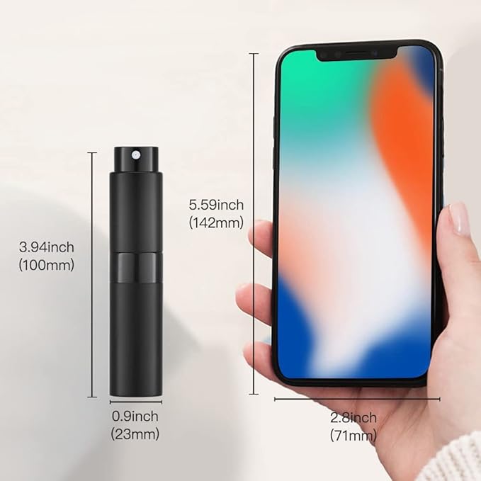 LISAPACK 8ML Atomizer Perfume Spray Bottle for Travel (3 PCS) Empty Cologne Dispenser, Portable Sprayer (Black, Silver, Grey)