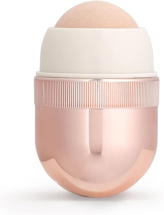 Korean Beauty Oil-Absorbing Volcanic Face Roller, Portable and Reusable Skincare Tool for Oily Skin, Shine Control, Oil Absorber tool for Face (Rose Gold)
