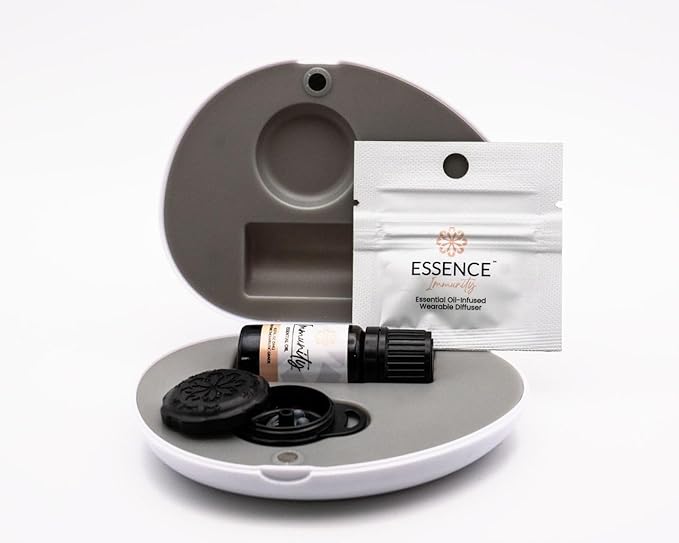 Essence Pearl Travel Case - Wearable Aromatherapy Kit with Nasal Diffuser Rings, Soaking Bay, and 5mL Essential Oil – Portable Wellness Gift Set for On?The?Go Self Care