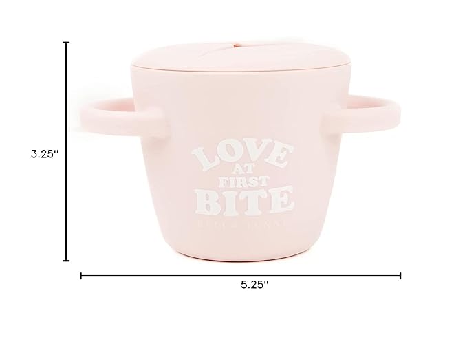 Snack Cups for Toddlers by Bella Tunno, Silicone Spill Proof Food Container with Lid, Babies & Kids 6-12 Months, Love First Bite