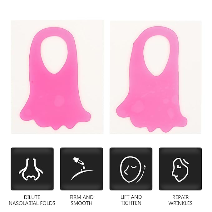 2Pcs Wrinkle Nasolabial Folds Sticker, Anti-Wrinkle Face Patches for Girls Women, Silicone Rosy Facial Care Stickers Lines, Mouth Wrinkles, and
