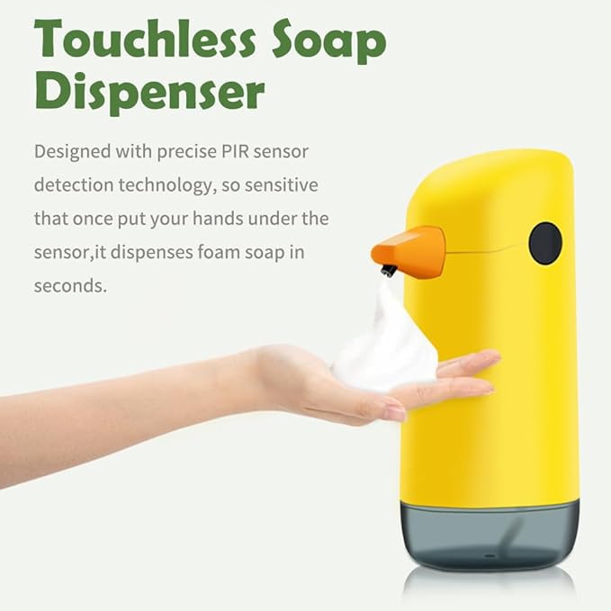 Cute Kids Soap Dispenser - Automatic Hand Foam Soap Dispenser, Touchless Foaming Shower Gel Facial Cleanser Dispenser 7.5oz/ 220ml for Bathroom Countertop, Kitchen, Office, Hotel, Preschool