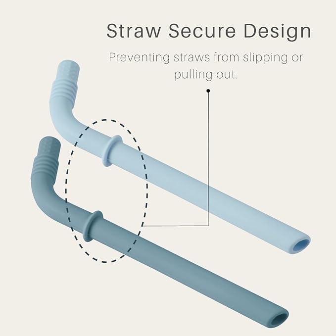 PandaEar Silicone Training Cup, 2 Pack Baby Drinking Sippy Cups with Handles & Straw for Baby and Toddler 6 Months+ (Dark Blue/Light Blue)