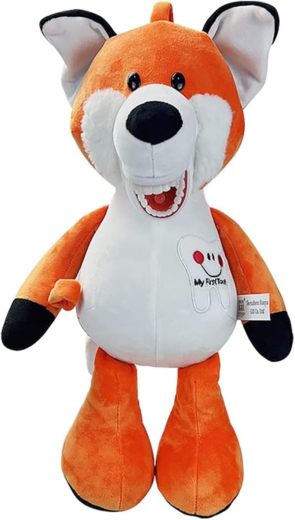 Tooth Fairy Plush Doll, YOUYA DENTAL Dental Plush Oral Health Presentation Puppet Fox Tooth Fairy Dental Educational Plush Small Size Doll with Teeth for Kids Chidren Boys Girls