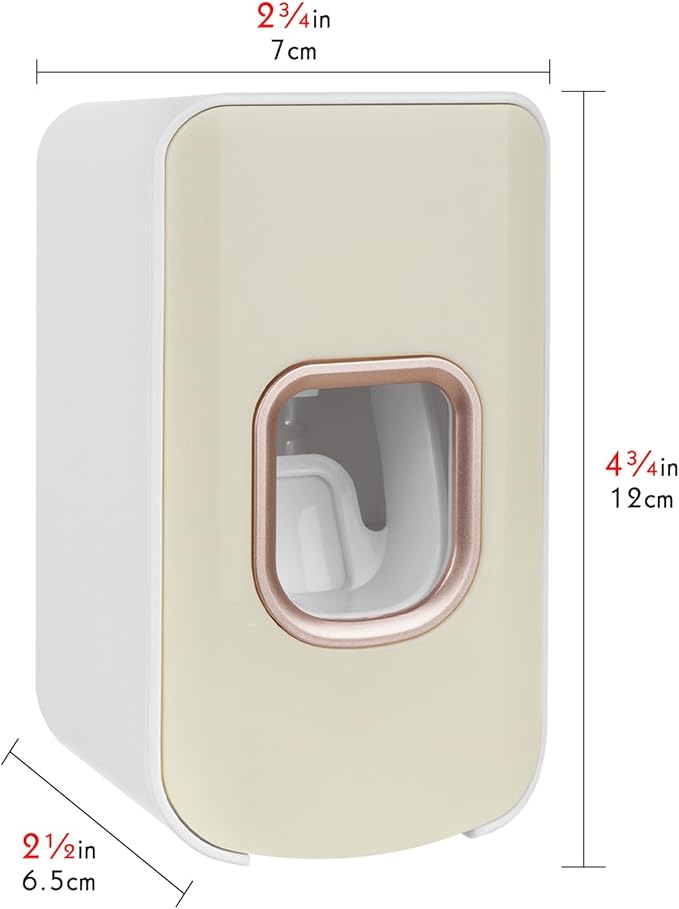 2 Slot Toothbrush Holder and Toothpaste Dispenser Wall Mounted, Automatic Toothpaste Squeezer, 2 in 1 Tooth Brush Toothpaste Organizer for Shower (Ivory Yellow 2Pack)