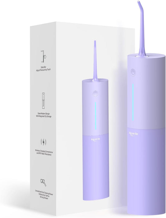 Bigsmile Water Dental Flosser, Rechargeable Oral Doucher, IPX7 Waterproof, Professional Teeth Cleaning, Effectively Keep Mouth Clean and Healthy (Purple)