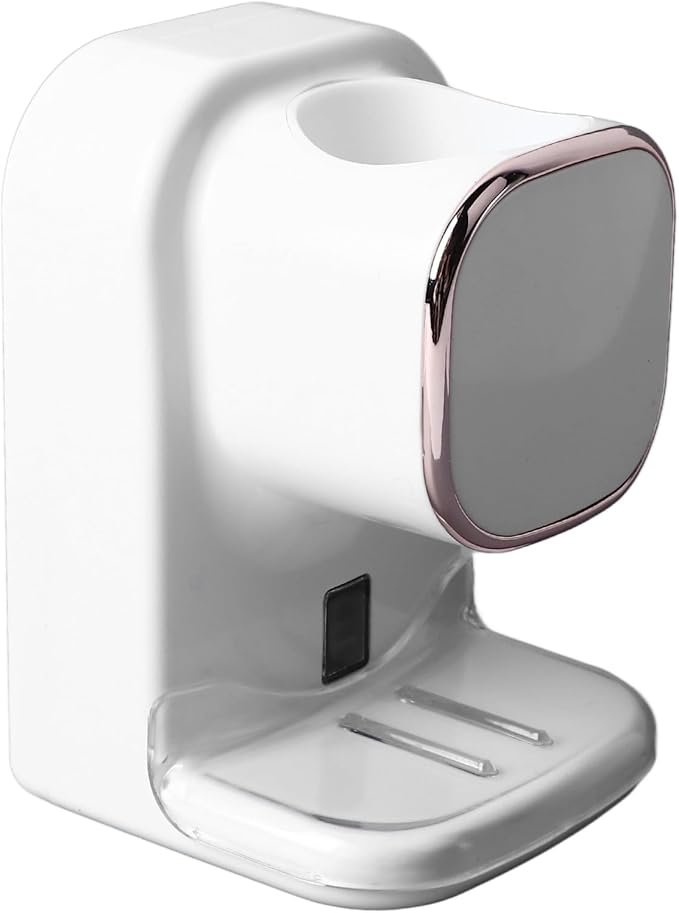 Electric Toothpaste Dispenser, Automatic Toothpaste Squeezer, Wall Mounted with 3 Toothbrush Slots and Holder, Smart Bathroom Accessories Stylish Decor (White)