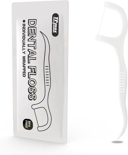 300 Count Dental Flossers Each Individually Wrapped, Floss Singles Bag, Travel Hotel Restaurant Office Car Dental Floss, Floss Picks Oral Care Teeth Clean Flat Wire