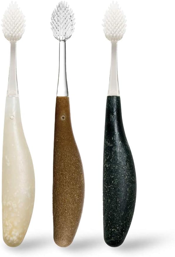 RADIUS Toothbrush Source Floss Brush BPA Free & ADA Accepted Improve Gum Health & Reduce Gum Issues - Medium - Cornstarch/Wood/Money - Pack of 3