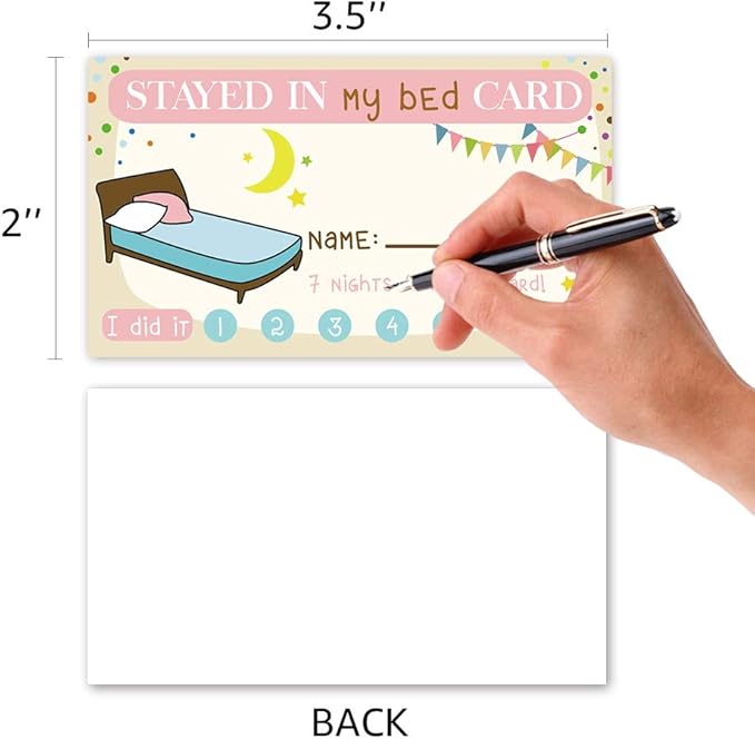 Stayed in My Bed Punch Cards, Pack of 50, Bedtime Routine Chart for Toddlers, Incentive Loyalty Reward, Child Kid Behavior Management, Children's Card, Bedtime Punch Cards, 3.5" x 2"