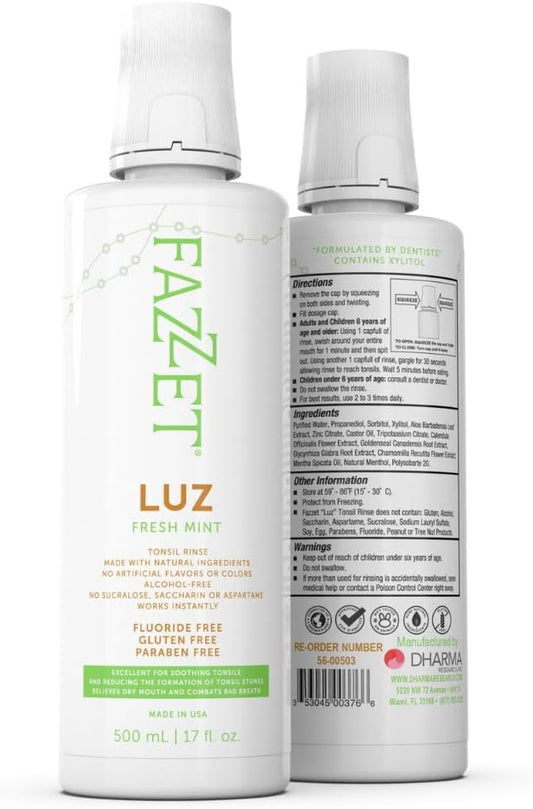 Tonsil Stone Mouthwash for Stone Remover – Tonsil Stone Removal, Treatment of Natural Tonsil Stone, Combat Bad Breath & Get Rid of Dry Mouth – Gluten Paraben & Alcohol Free, Fresh Mint FAZZET LUZ